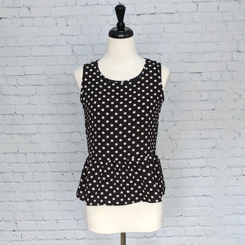 🆕 NEW Como Vintage Polka Dot Peplum Top M